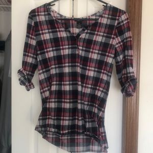 Plaid mid sleeve shirt